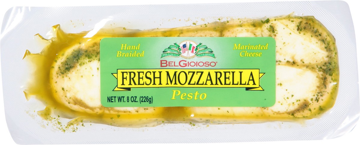 slide 1 of 13, BelGioioso Marinated Pesto Fresh Mozzarella Cheese 8 oz, 8 oz