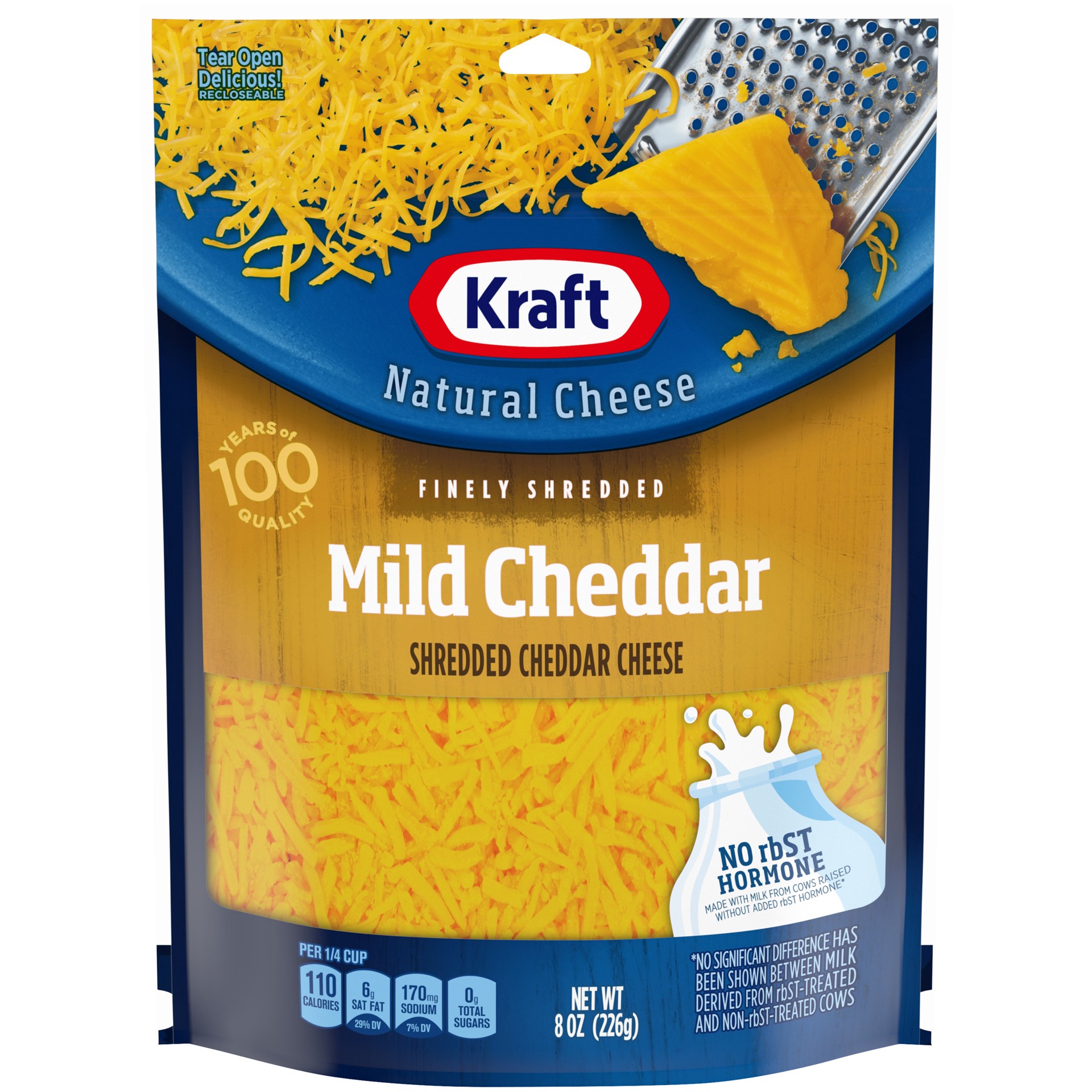 slide 1 of 13, Kraft Mild Cheddar Finely Shredded Cheese, 8 oz Bag, 8 oz