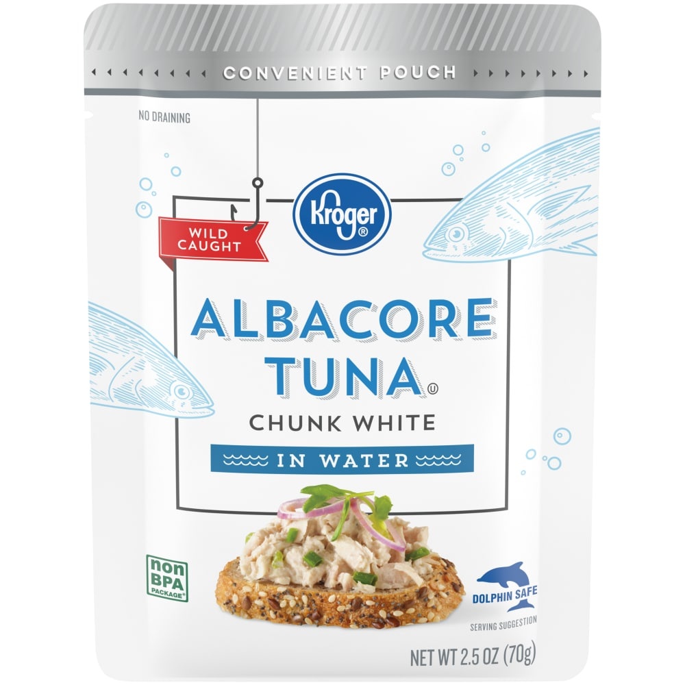 slide 1 of 1, Kroger Chunk White Albacore Tuna In Water Pouch, 2.5 oz