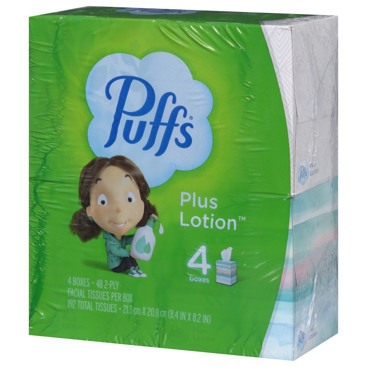 slide 4 of 9, Puffs Plus Lotion 2-Ply Facial Tissues 4 - 48 Pack, 4 ct