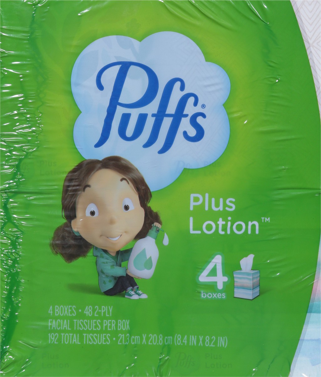 slide 2 of 9, Puffs Plus Lotion 2-Ply Facial Tissues 4 - 48 Pack, 4 ct