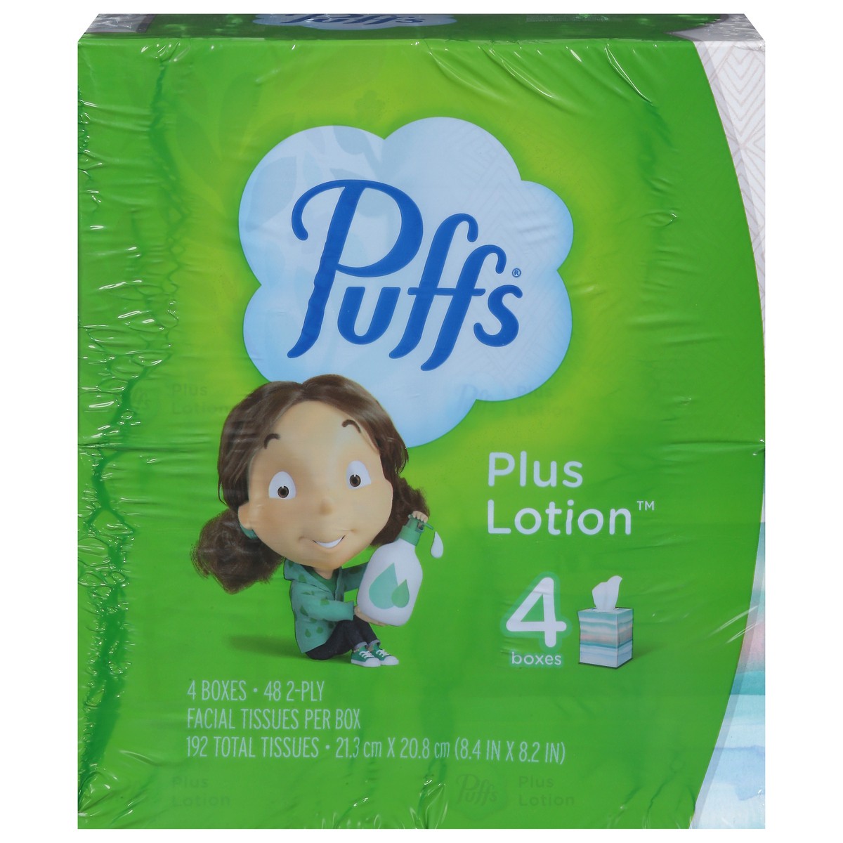 slide 1 of 9, Puffs Plus Lotion 2-Ply Facial Tissues 4 - 48 Pack, 4 ct