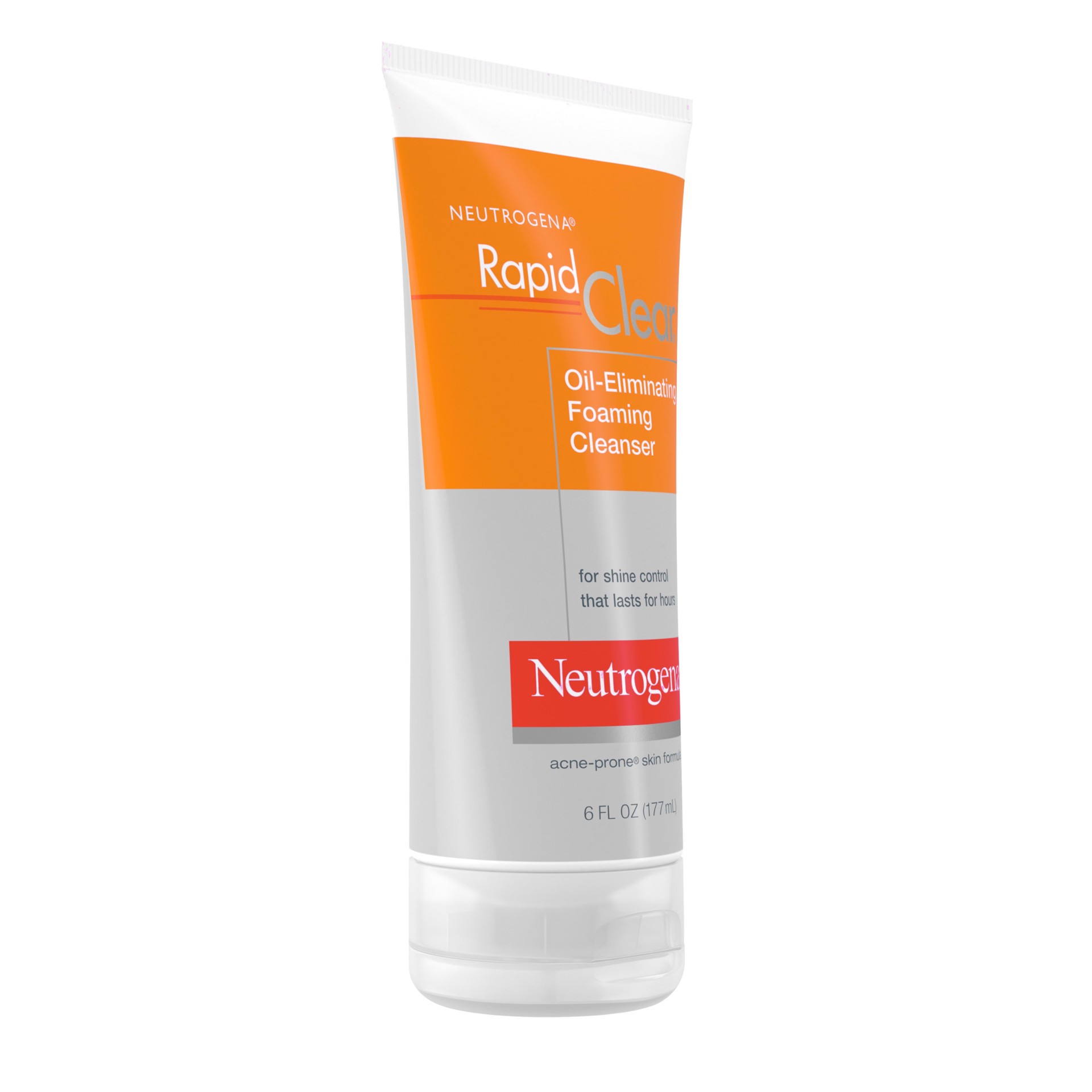 slide 5 of 5, Neutrogena Rapid Clear Oil-Eliminating Foaming Facial Cleanser For Oily and Acne-Prone Skin, Removes Pore-Clogging Dirt and Controls Shine, Oil-Free and Non-Comedogenic, 6 fl oz