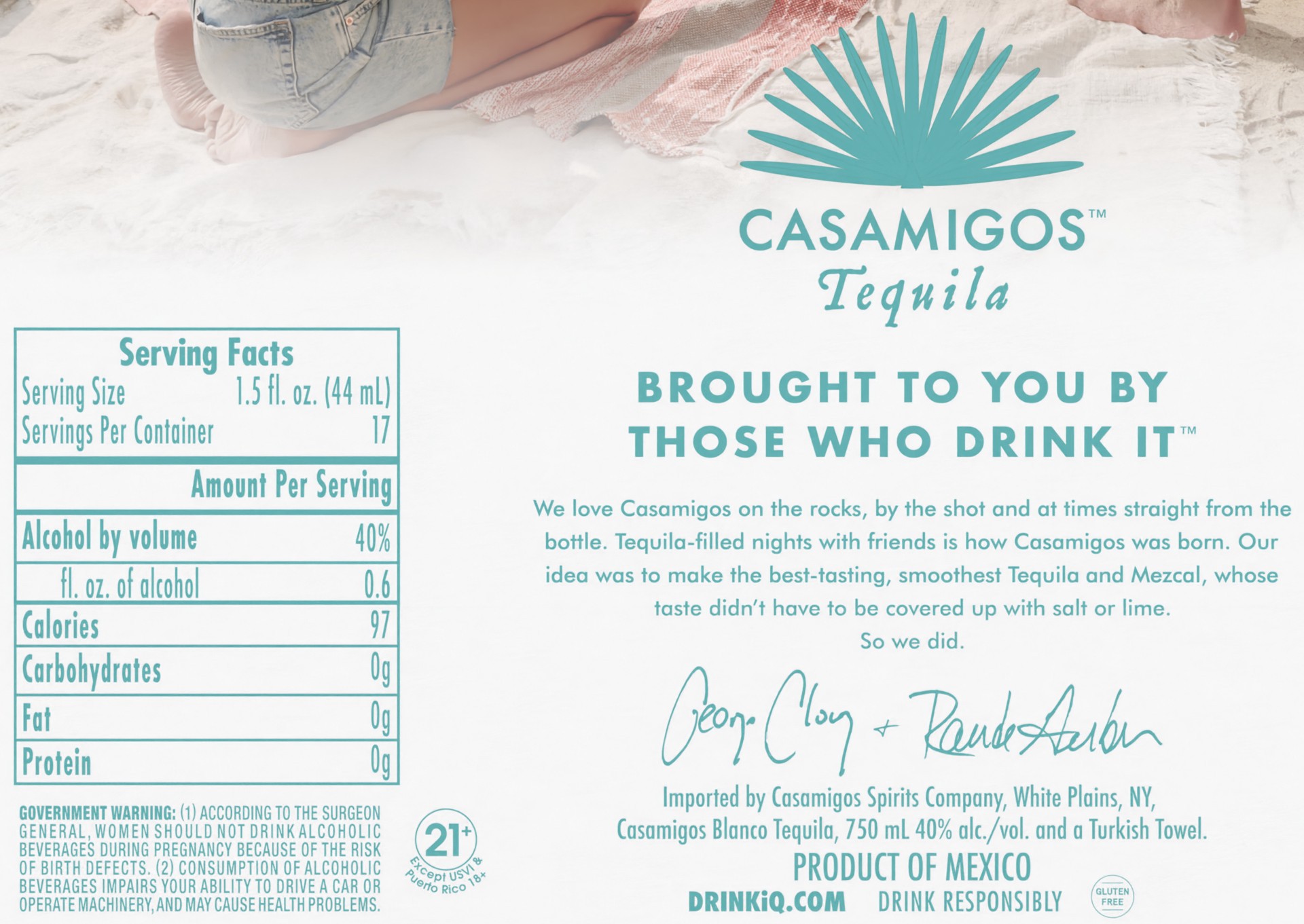 slide 6 of 6, Casamigos Blanco Tequila, 750 mL Bottle with Turkish Towel, 750 ml