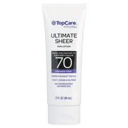 TopCare Ultimate Sheer Water Resistant UVA/UVB Broad Spectrum SPF 70 Sunscreen Lotion