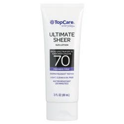 TopCare Ultimate Sheer Water Resistant UVA/UVB Broad Spectrum SPF 70 Sunscreen Lotion