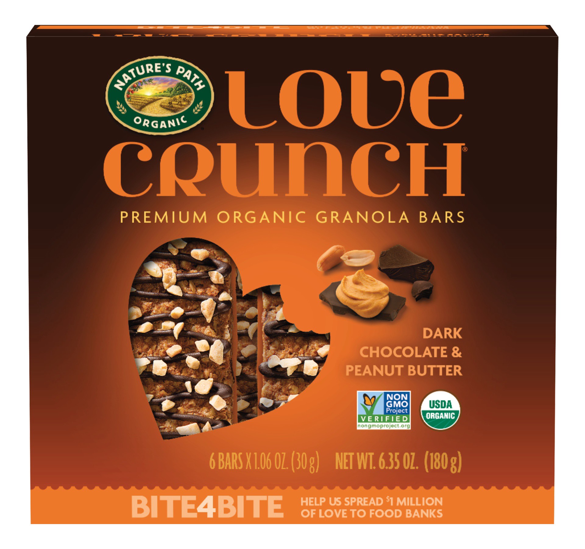 slide 1 of 6, Nature's Path Love Crunch Organic Dark Chocolate & Peanut Butter Granola Bars, 6.3 oz