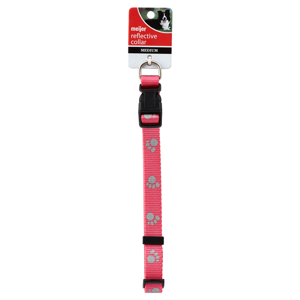 slide 1 of 1, Meijer Dog Collar, Reflective, Adjustable, Pink, Medium, MED