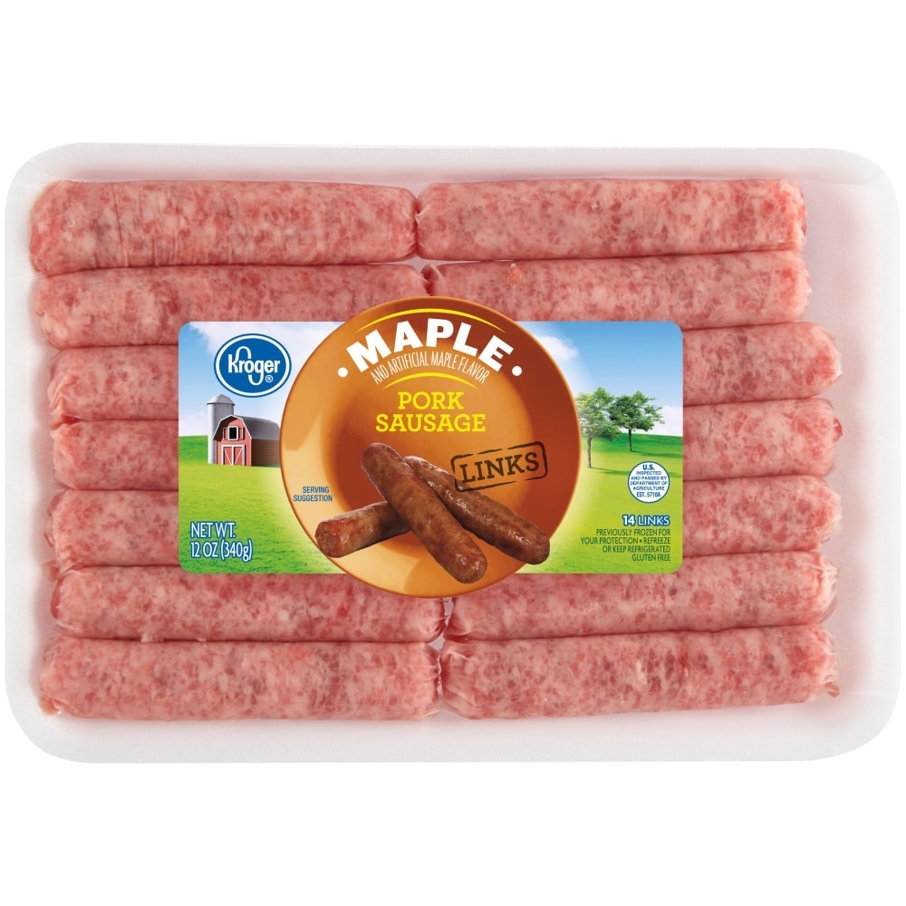 slide 1 of 1, Kroger Maple Flavored Breakfast Sausage Links, 12 oz