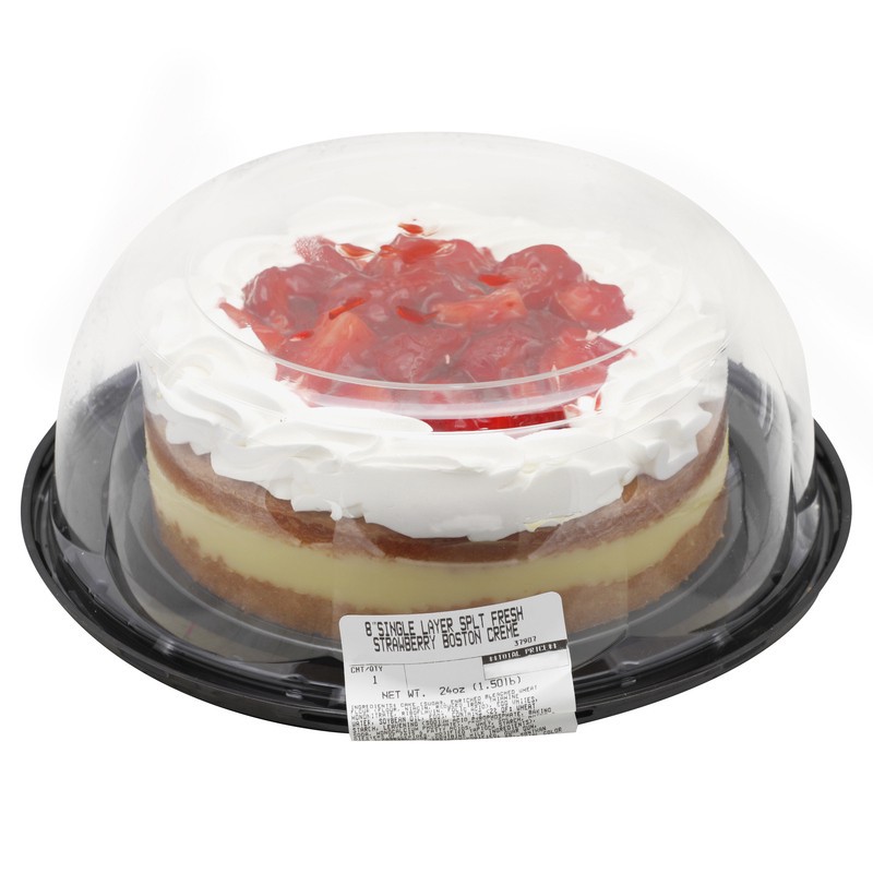 slide 1 of 1, Giant Eagle Single Split Layer, Fresh Strawberry Boston Cream, 8 Inch, 1 ct