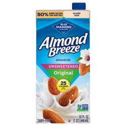 Blue Diamond Almond Breeze Unsweetened Original Shelf-Stable Almondmilk, 32 oz
