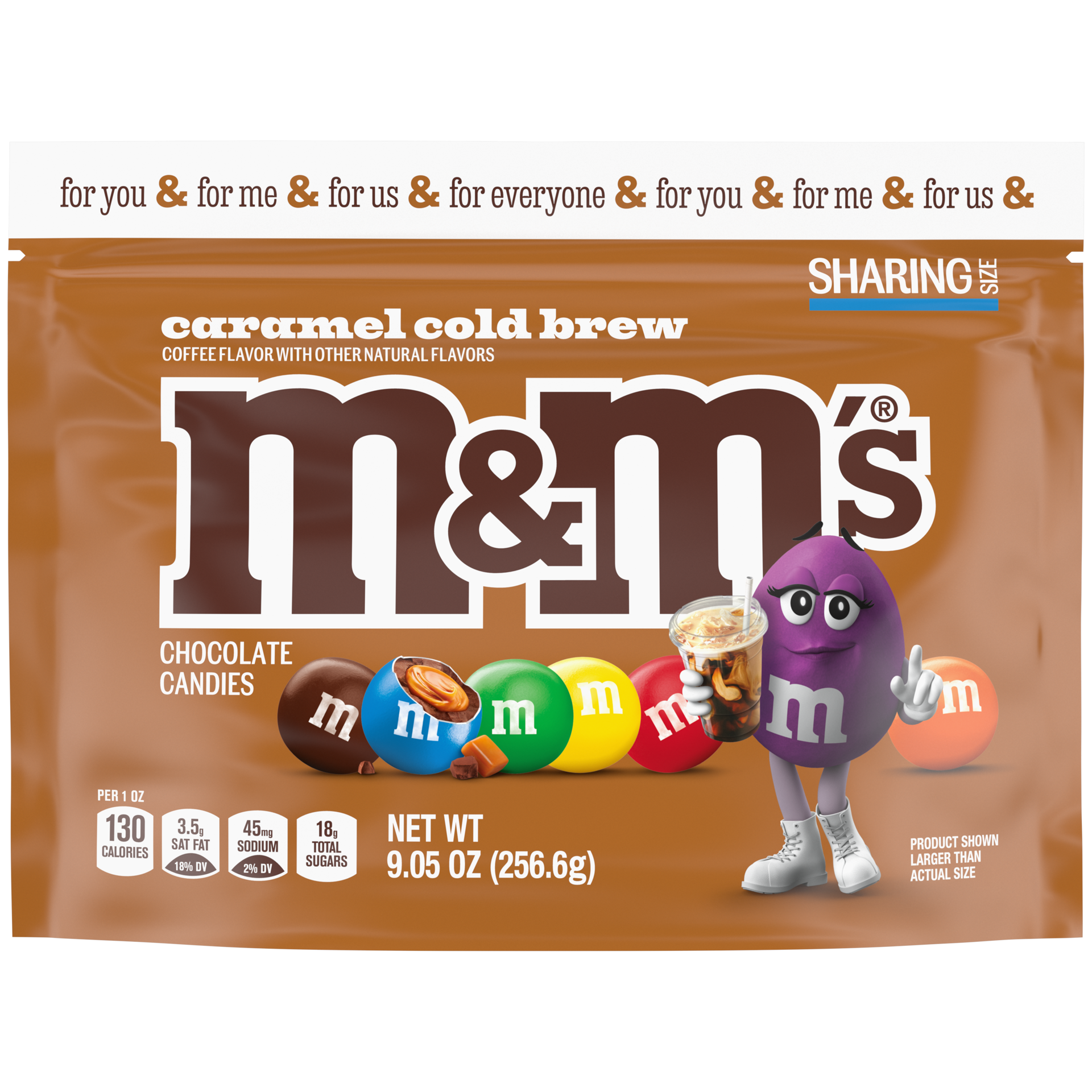 slide 1 of 5, M&M's Caramel Cold Brew Milk Chocolate Candy, Sharing Size, 9.05 oz Bag, 9.05 oz