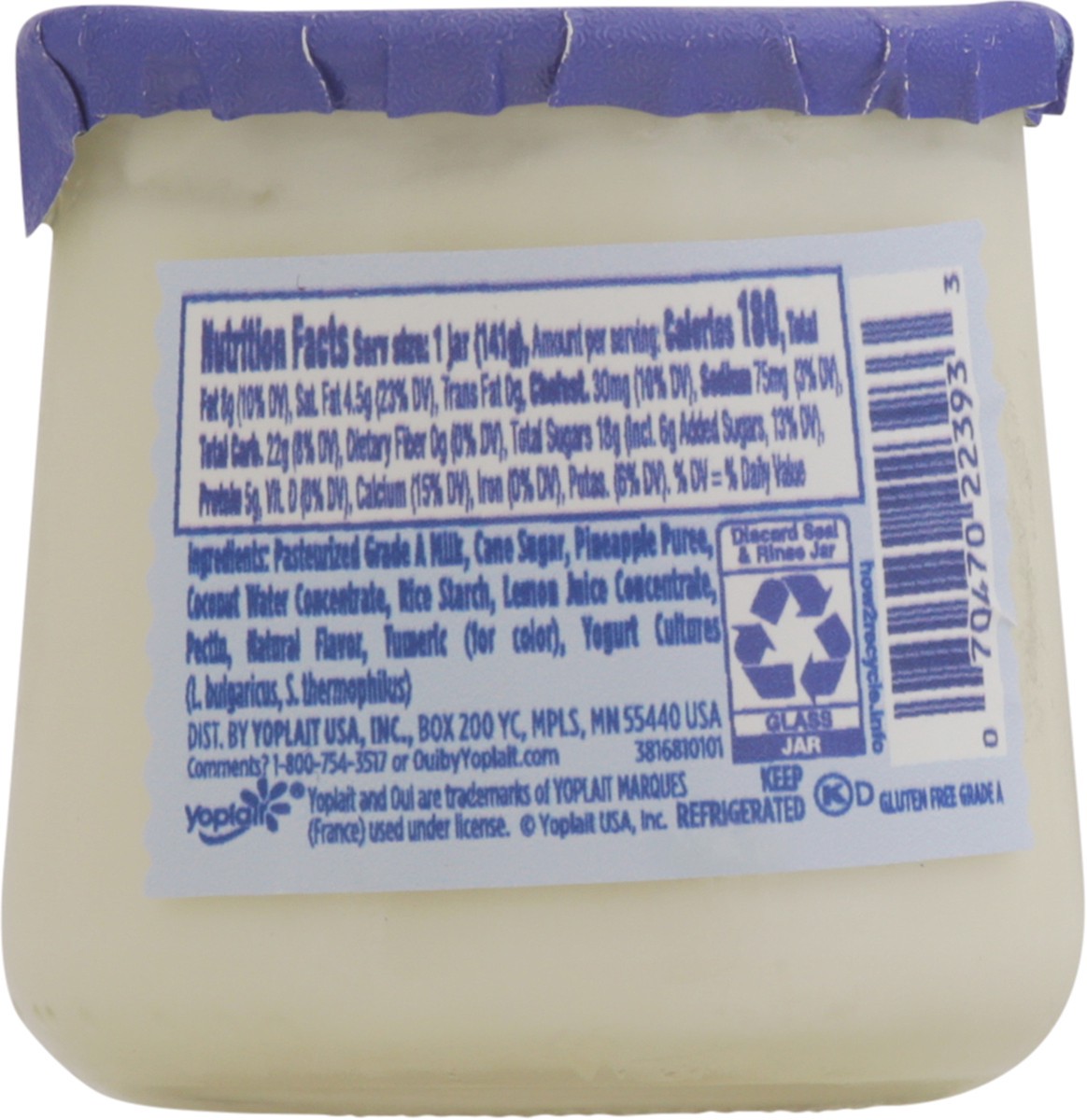 slide 12 of 14, Yoplait Oui Pina Colada, 5 oz