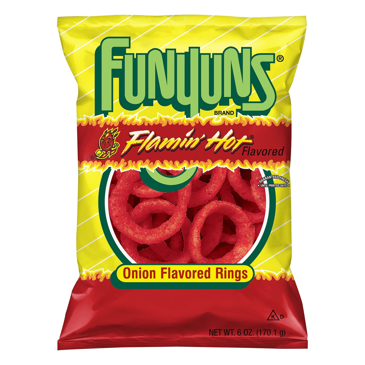 slide 1 of 1, Funyuns Flamin Hot Flavored Onion Rings 6 oz, 6 oz