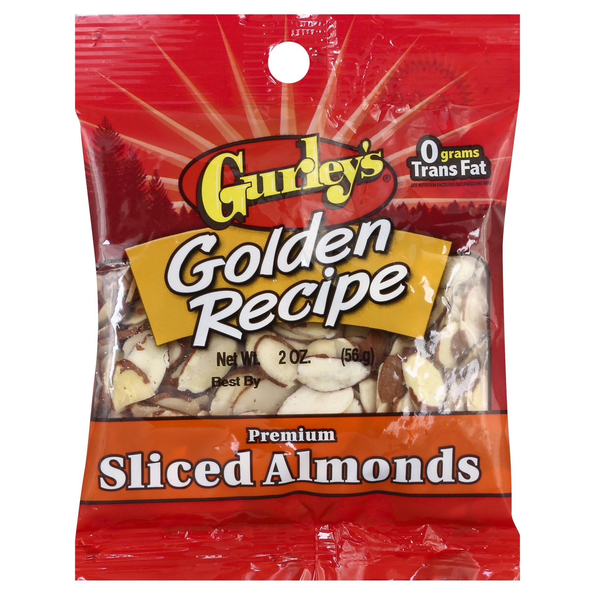 slide 1 of 1, Gurley's Golden Recipe Premium Sliced Almonds, 2 oz