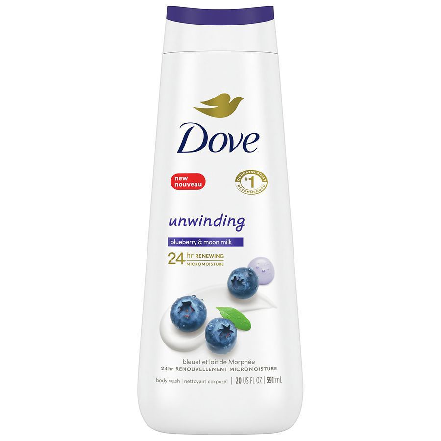 slide 1 of 1, Dove Body Wash Unwinding Blueberry & Moon Milk, 20 oz, 20 fl oz
