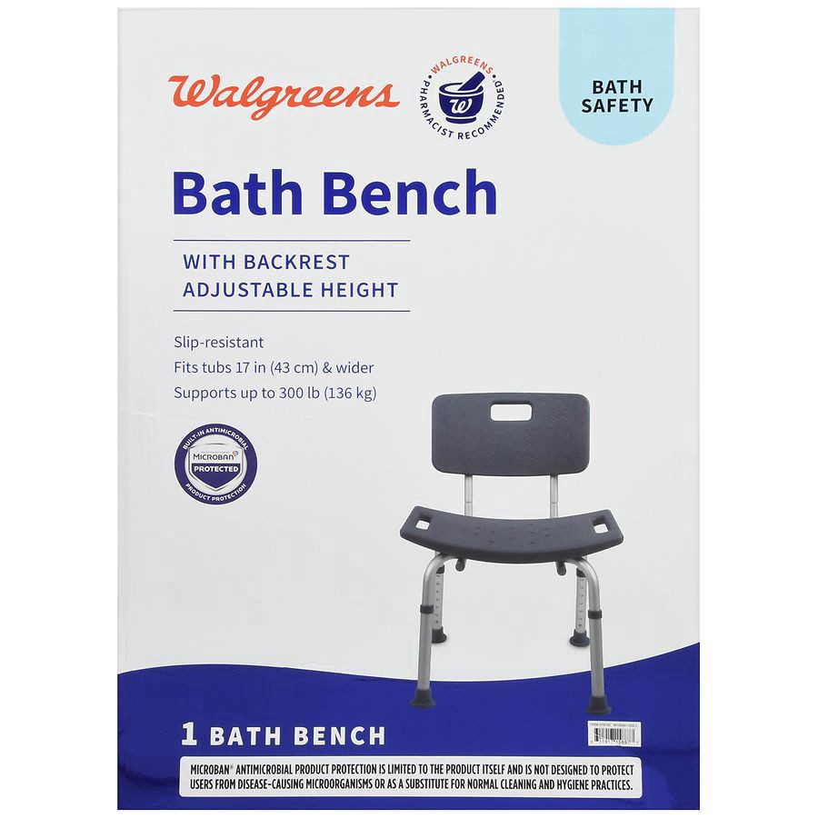 slide 3 of 5, Walgreens Bath Bench With Back, 1 ct