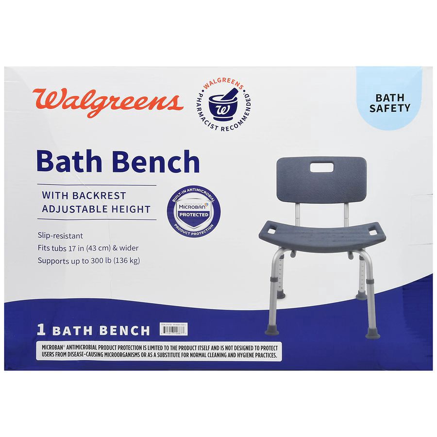 slide 5 of 5, Walgreens Bath Bench With Back, 1 ct