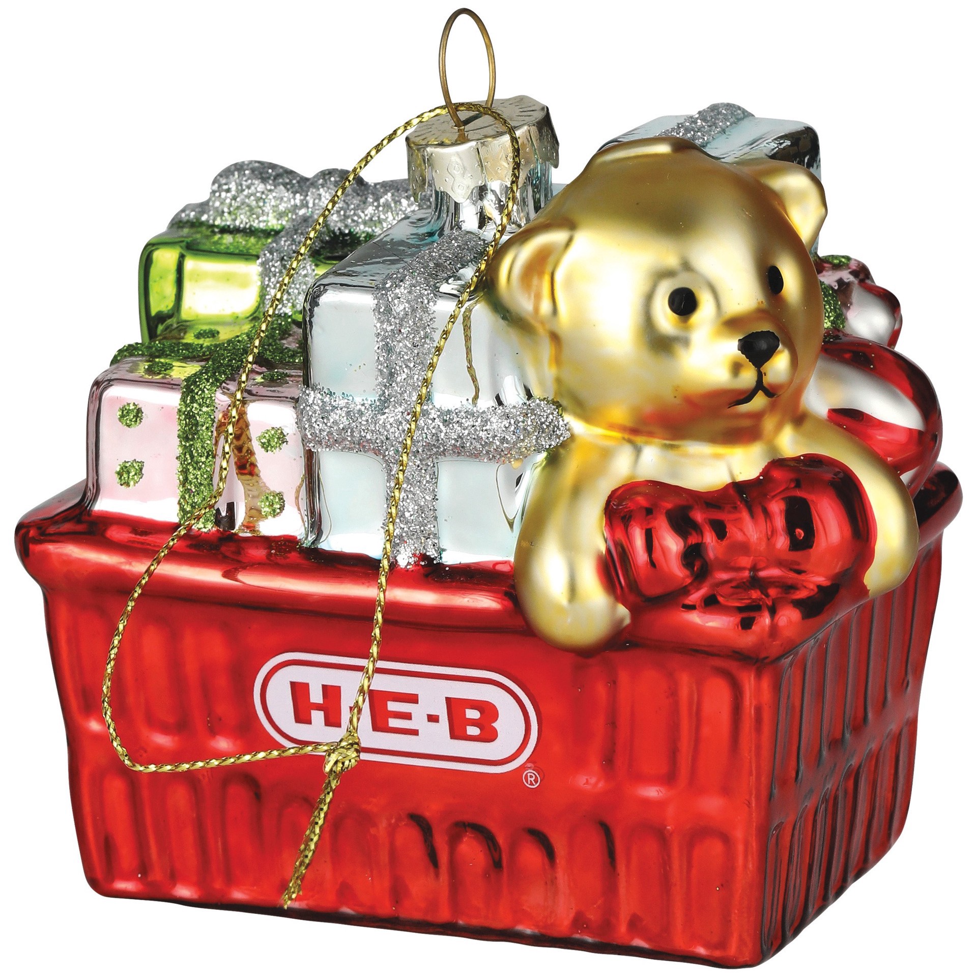 slide 1 of 1, H-E-B Brand Shop Gifts in Shopping Basket Ornament, 4ftft