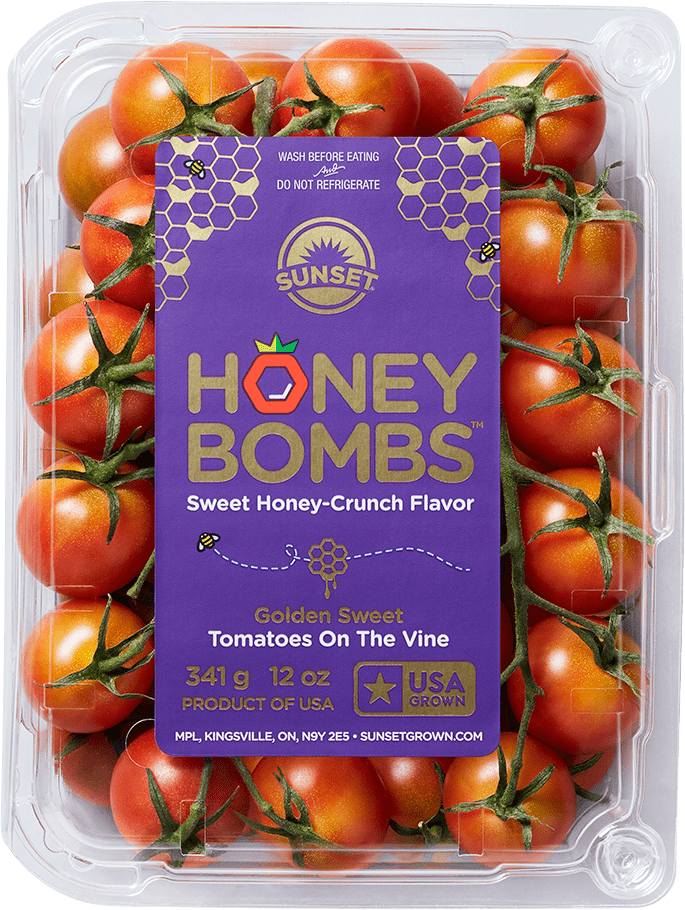 slide 1 of 9, SUNSET Honey Bombs Tomatoes On The Vine, 12 oz