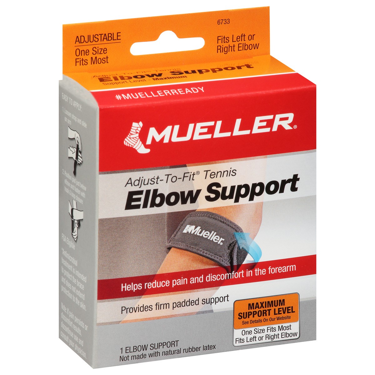 slide 8 of 8, Mueller Maximum Adjust-to-Fit Tennis Elbow Support 1 ea Box, 1 ct