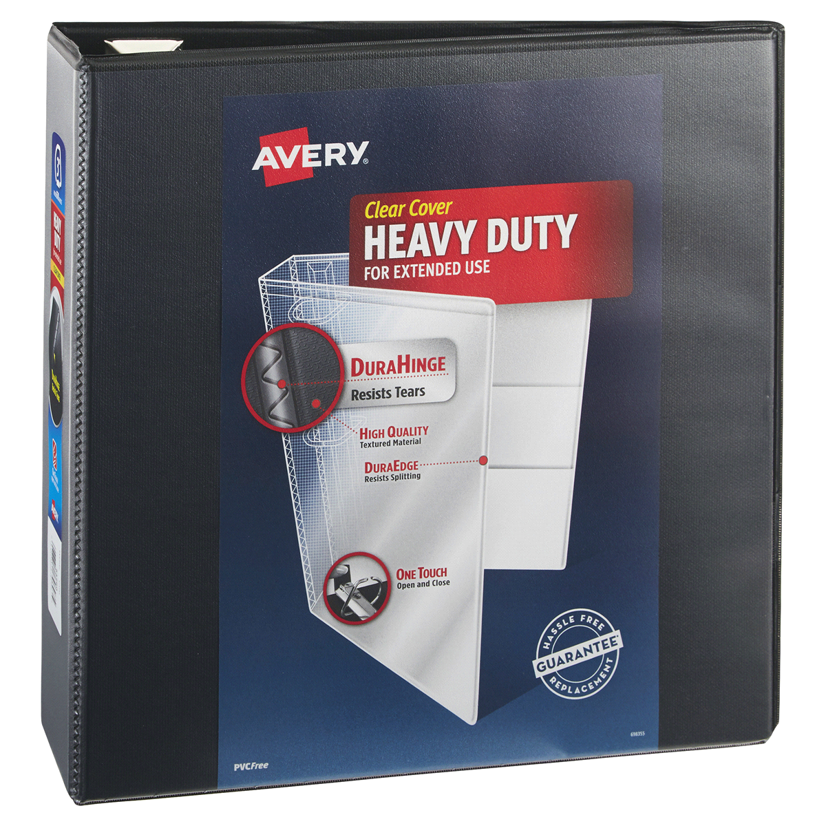 slide 2 of 2, Avery 3 in. Heavy-Duty View Binder With Locking 1-Touch EZD Rings - Black, 1 ct