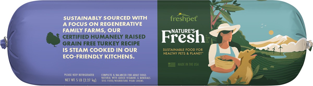 slide 2 of 3, Freshpet Healthy & Natural Dog Food, Fresh Certified Humanely Raised Grain Free Turkey Recipe Dog Food Roll, 5 lb, 5 lb