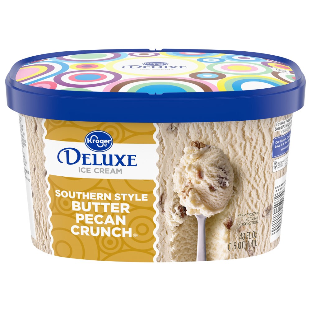 slide 1 of 6, Kroger Deluxe Southern Crunch Butter Pecan Ice Cream, 48 fl oz