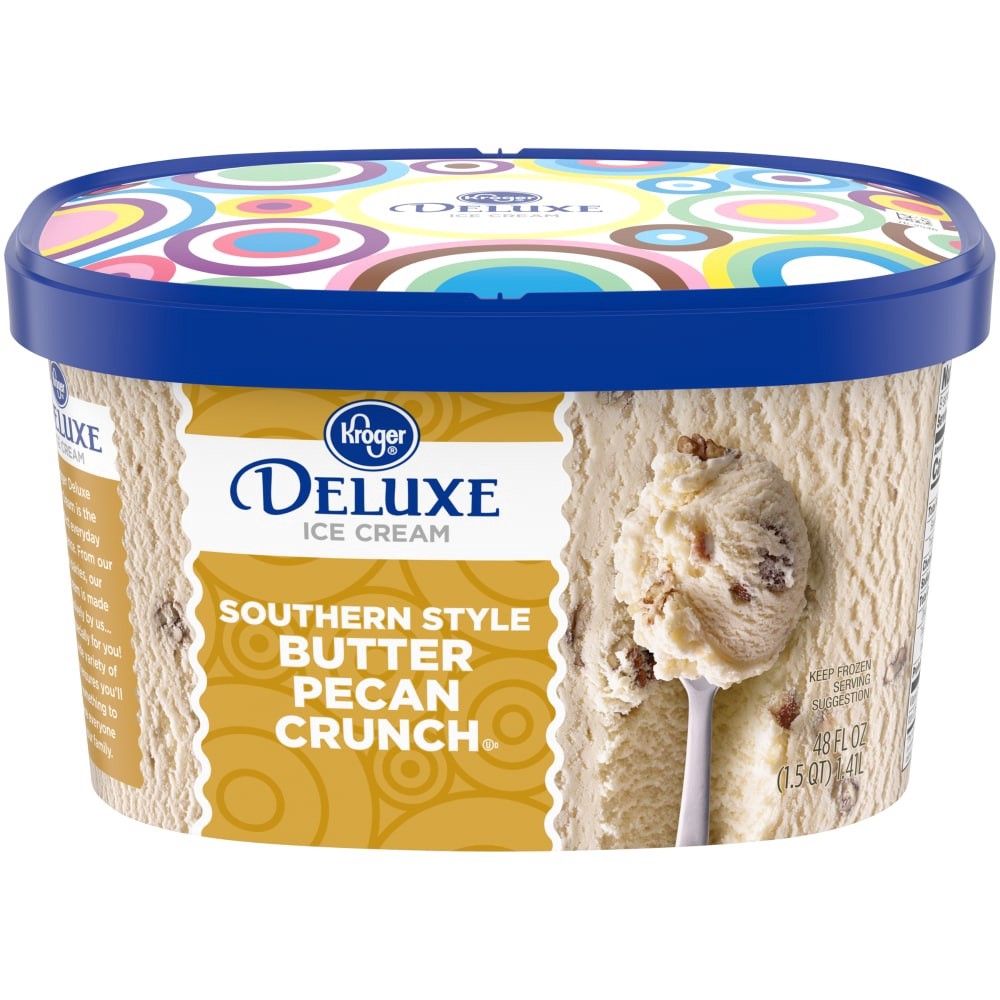 slide 1 of 5, Kroger Deluxe Southern Crunch Butter Pecan Ice Cream, 48 fl oz