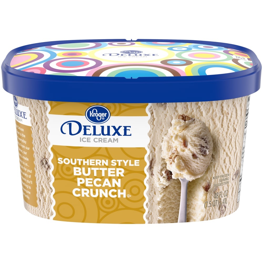 slide 1 of 1, Kroger Deluxe Southern Crunch Butter Pecan Ice Cream, 48 fl oz