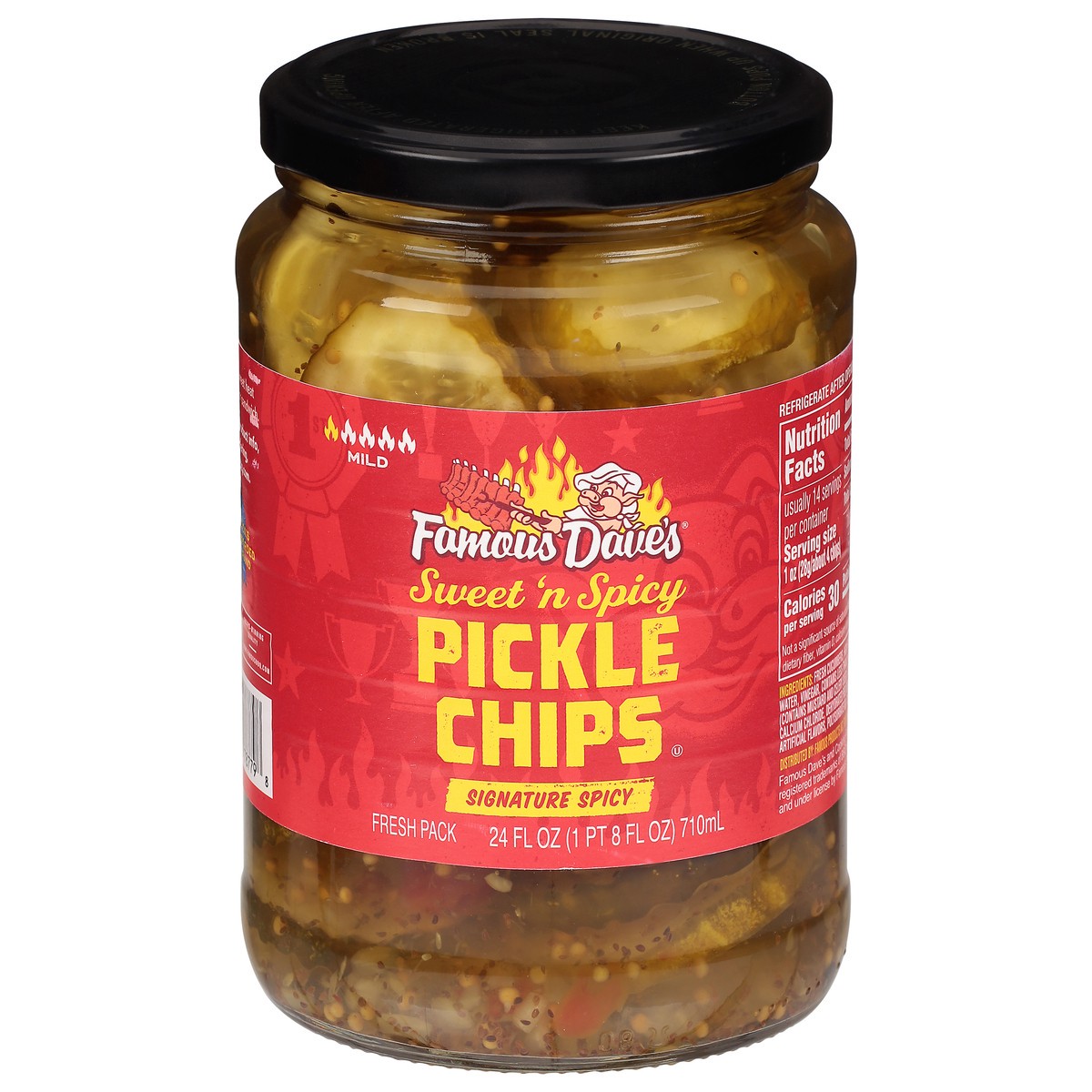 slide 1 of 9, Famous Dave's Signature Spicy Pickle Chips, 24 oz