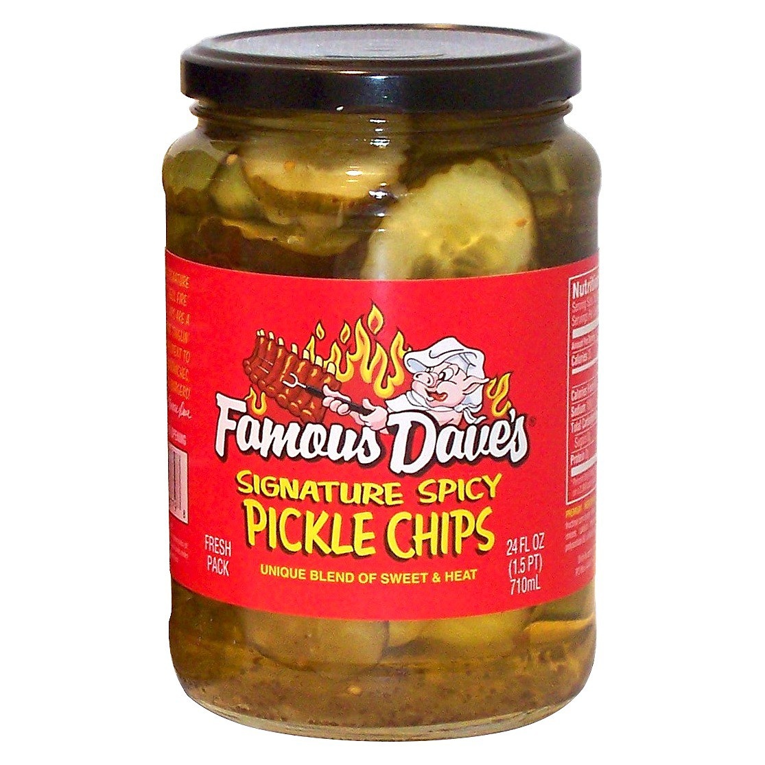 slide 1 of 6, Famous Dave's Signature Spicy Pickle Chips, 24 oz