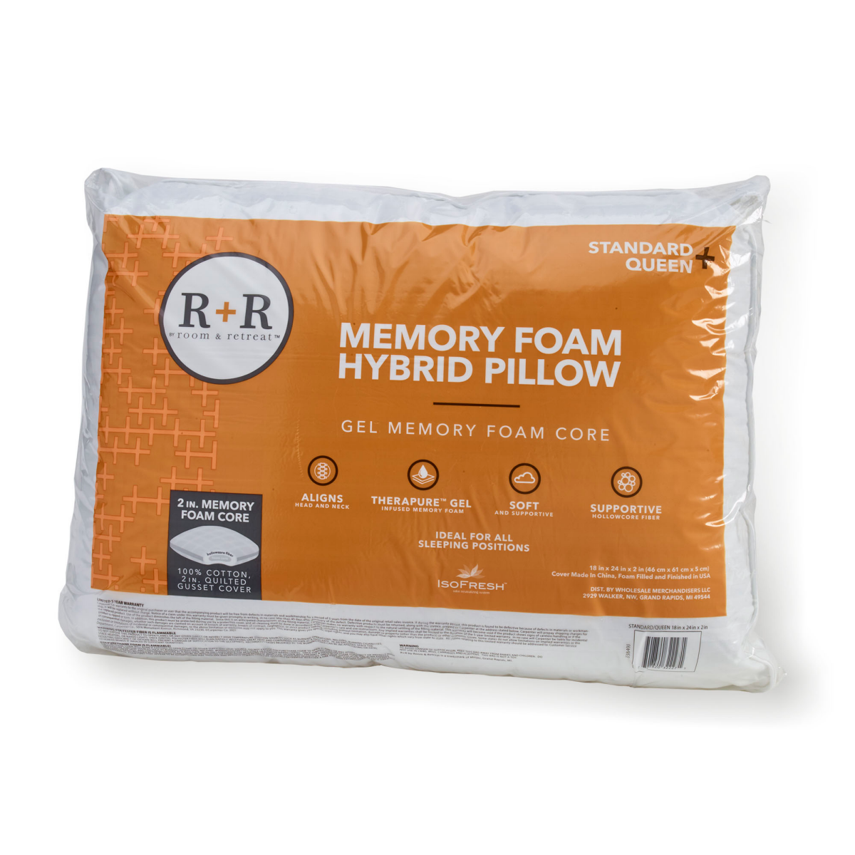 slide 1 of 13, R+R Room and Retreat Foam Core Pillow, 1 ct