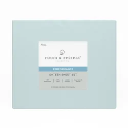 ROOM & RETREAT RR 400 Thread Counts Sheet Set, Full, 4 pc set, Pale Blue