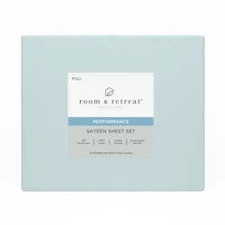 ROOM & RETREAT RR 400 Thread Counts Sheet Set, Full, 4 pc set, Pale Blue