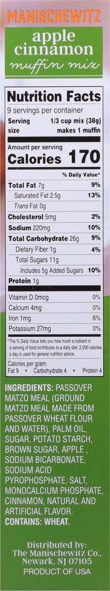 slide 9 of 9, Manischewitz Apple Cinnamon Muffin Mix, 12 oz