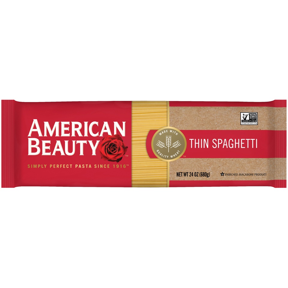 slide 1 of 6, American Beauty Thin Spaghetti Pasta, 24 oz