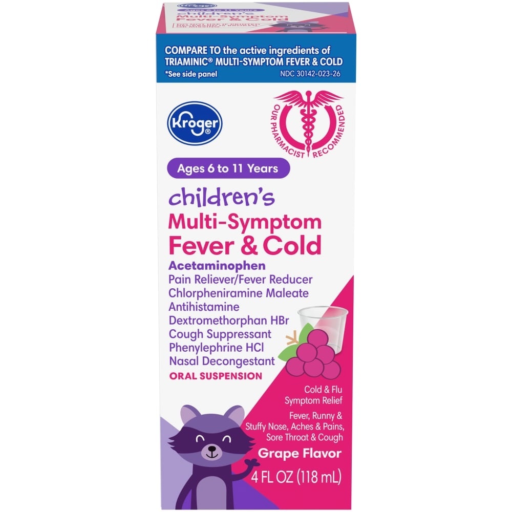 slide 1 of 1, Kroger Childrens Pain Relief Plus Multi-Symptom Cold Liquid, 4 fl oz