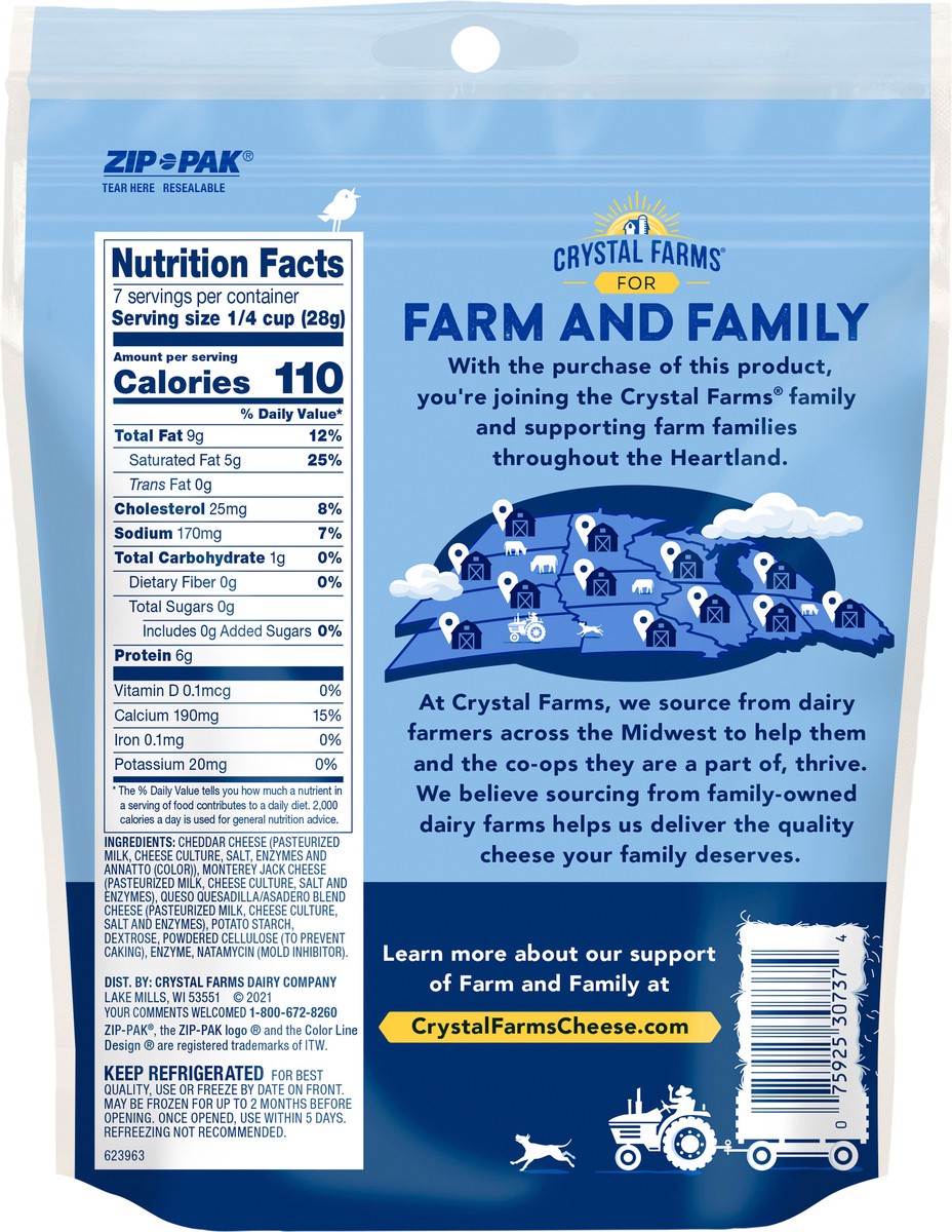 slide 2 of 4, Crystal Farms Shredded 4 Cheese Mexican Style Blend, 7 oz, 7 oz