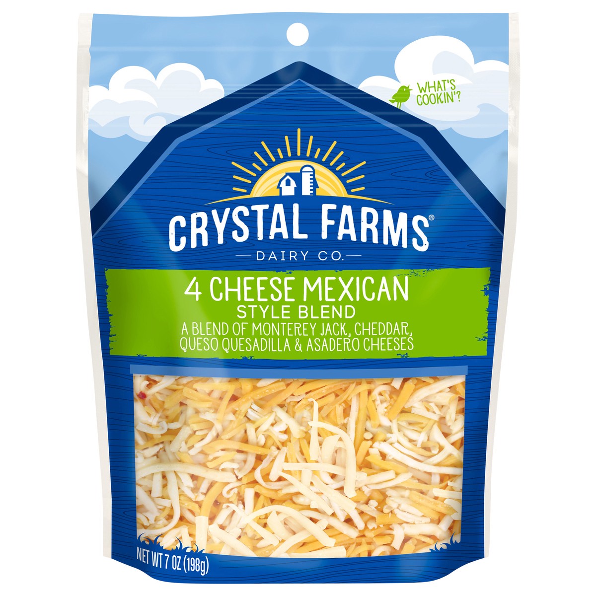 slide 1 of 4, Crystal Farms Shredded 4 Cheese Mexican Style Blend, 7 oz, 7 oz