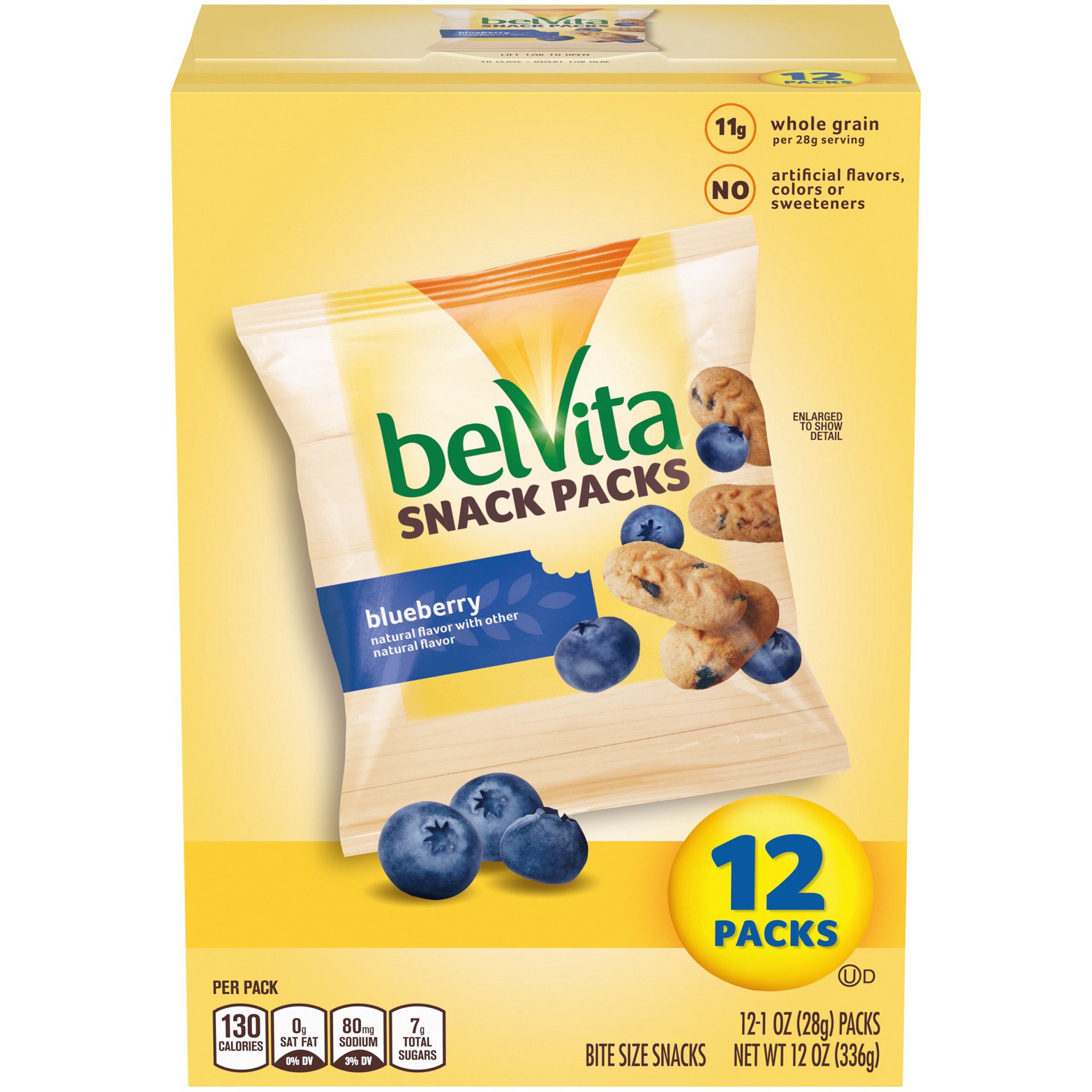slide 1 of 5, belVita Bites Mini Breakfast Biscuits, Blueberry Flavor, 12 Snack Packs (1 oz) - INNER PACK, 12 ct