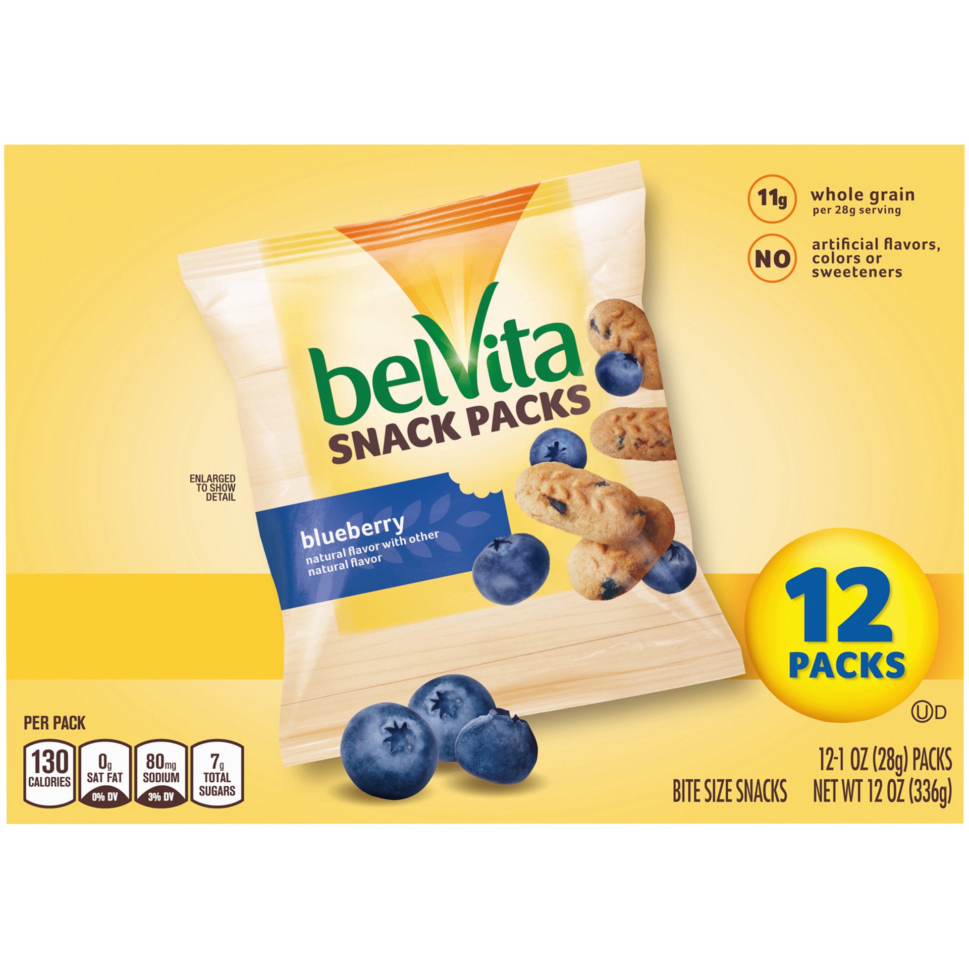 slide 5 of 5, belVita Bites Mini Breakfast Biscuits, Blueberry Flavor, 12 Snack Packs (1 oz) - INNER PACK, 12 ct