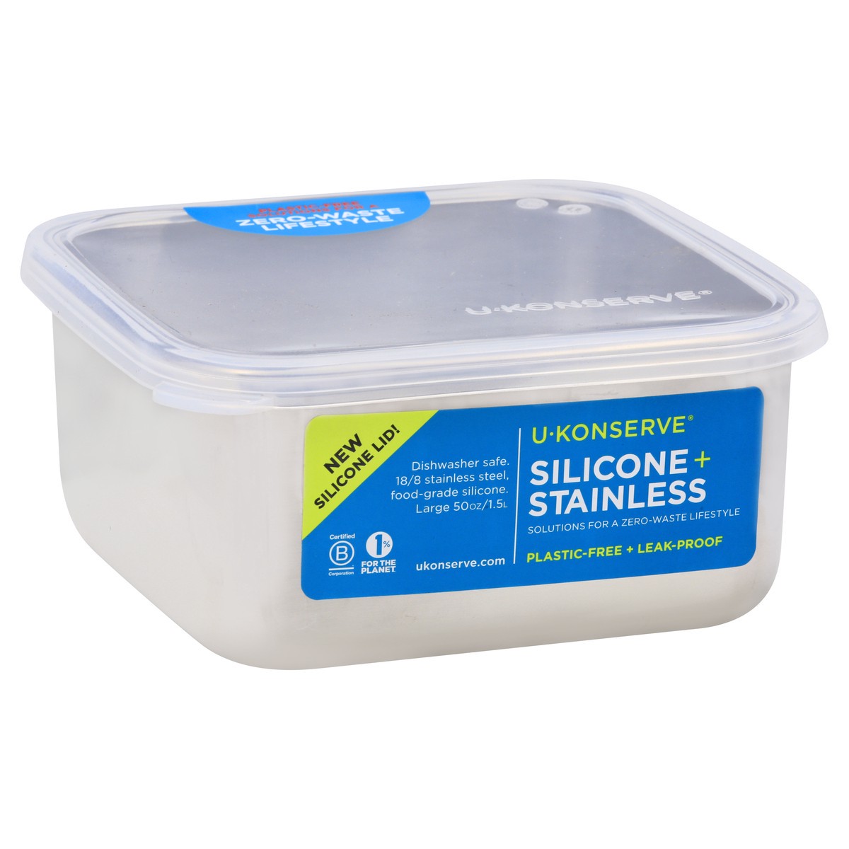 slide 3 of 9, U-Konserve 50 Ounce Large Silicone + Stainless Container 1 ea, 1 ct