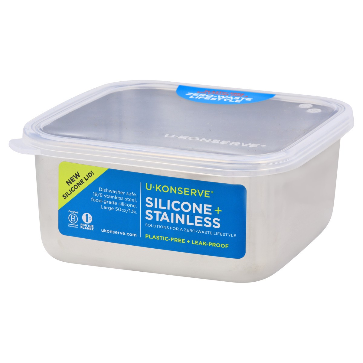 slide 4 of 9, U-Konserve 50 Ounce Large Silicone + Stainless Container 1 ea, 1 ct