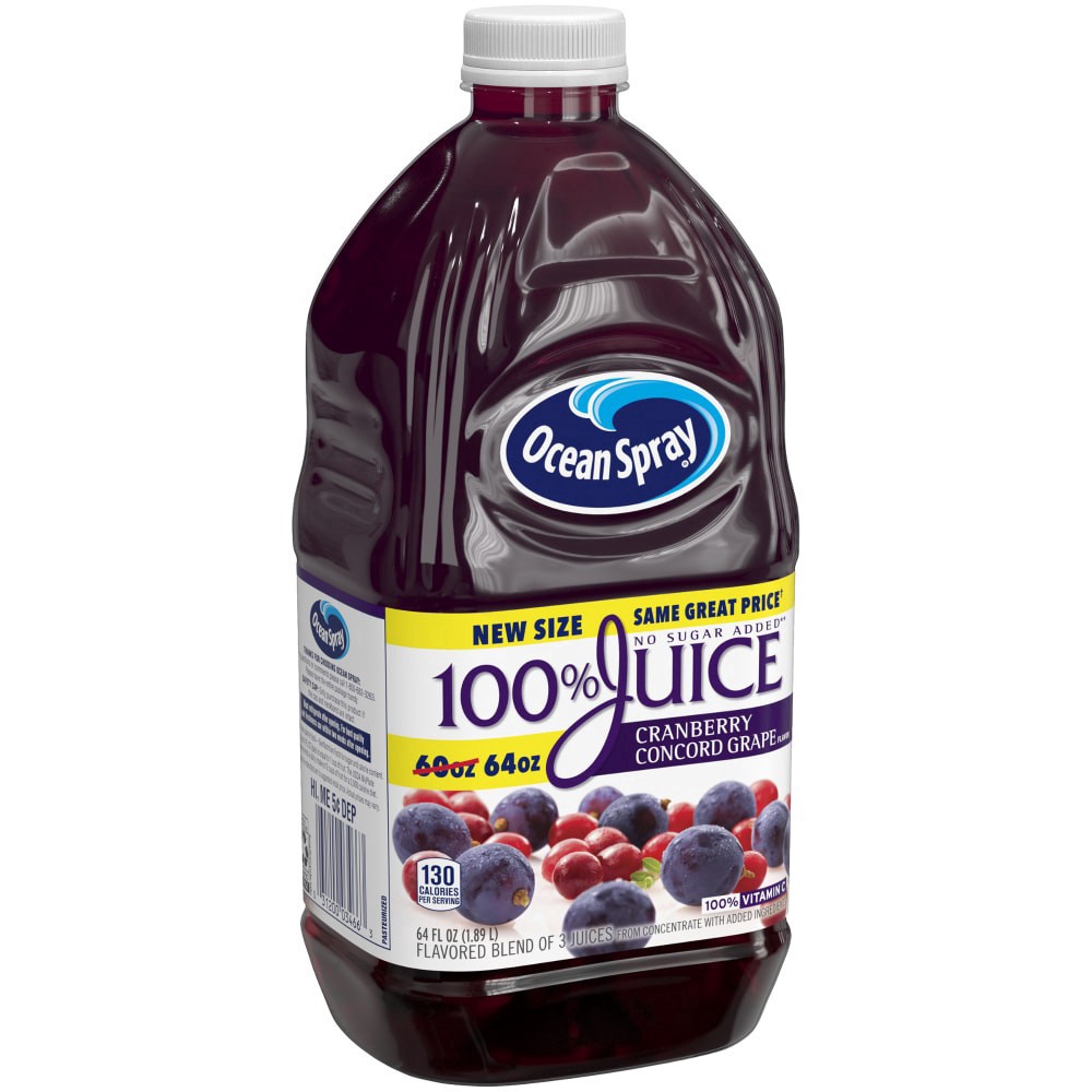 slide 1 of 4, Ocean Spray 100% Cranberry Concord Grape Juice, 64 oz