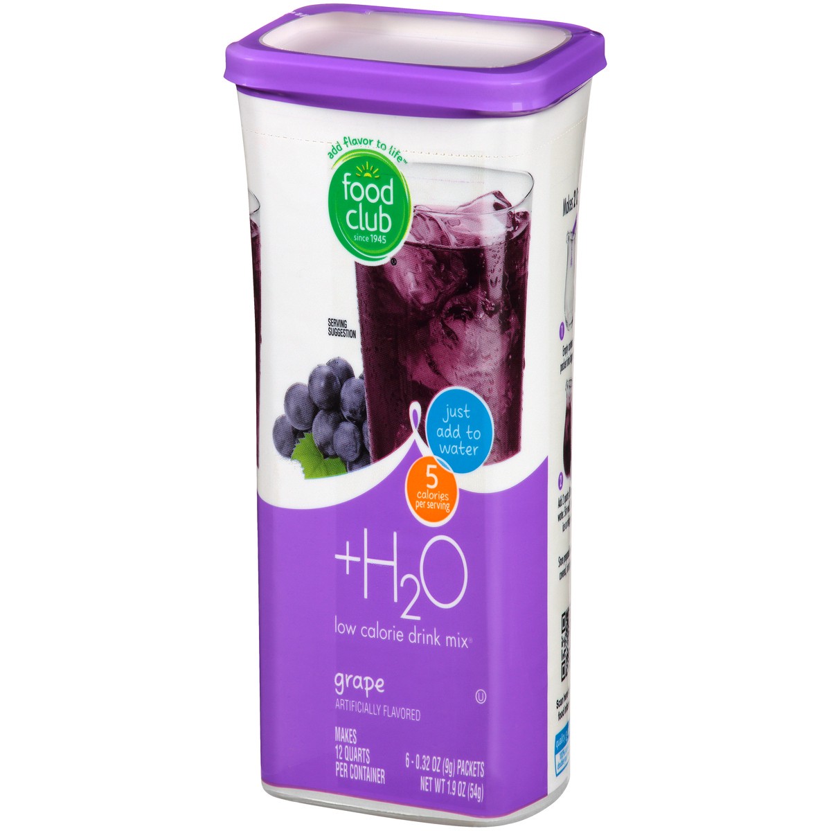 slide 3 of 10, Food Club +h2o, Grape Low Calorie Drink Mix, 12 qt