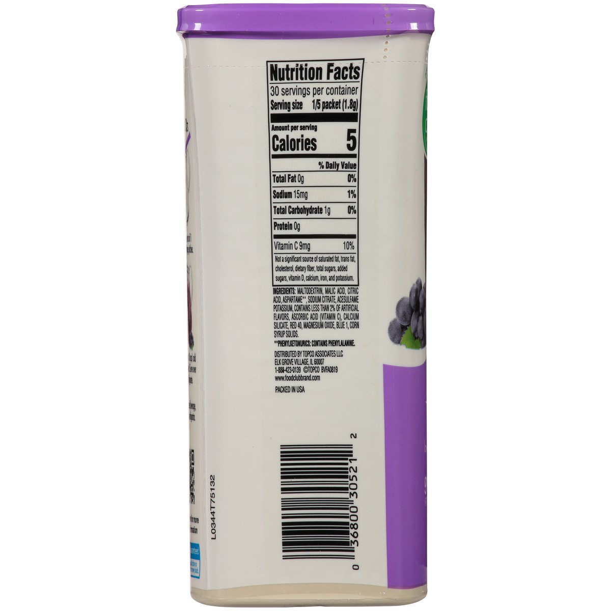 slide 10 of 10, Food Club +h2o, Grape Low Calorie Drink Mix, 12 qt