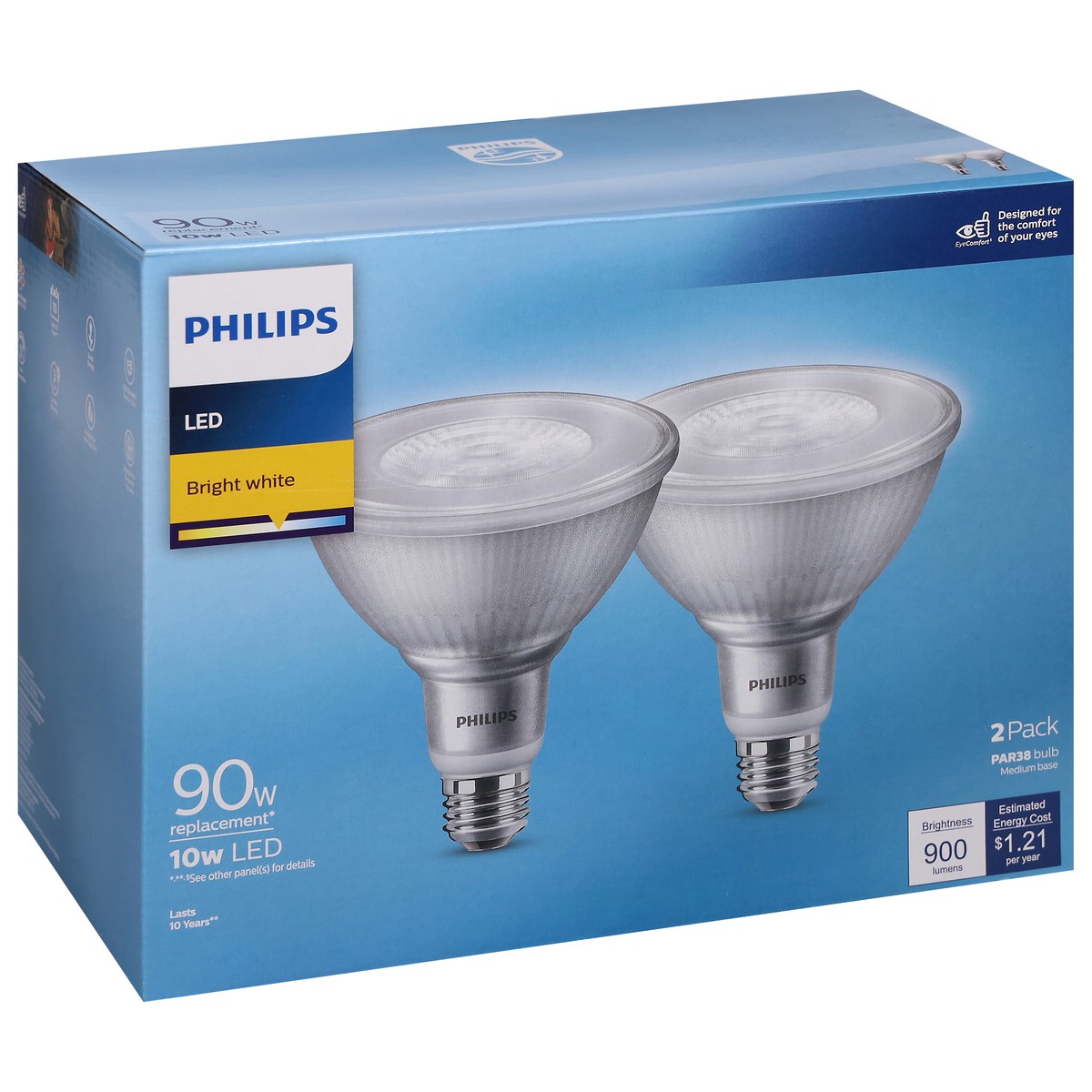 slide 4 of 9, Philips 10-Watt (90-Watt) Medium Base Par38 Led Light Bulbs, 2 ct