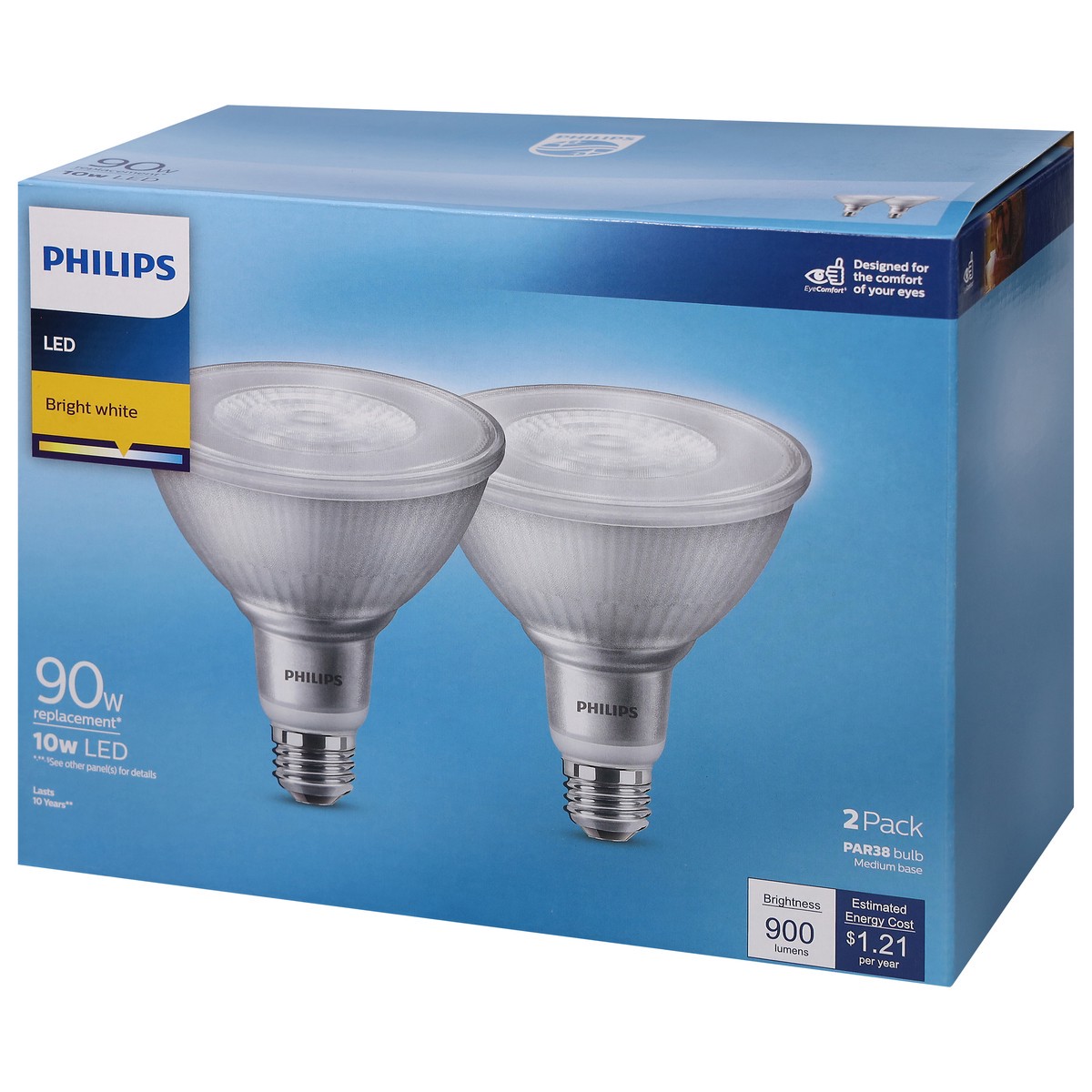 slide 9 of 9, Philips 10-Watt (90-Watt) Medium Base Par38 Led Light Bulbs, 2 ct