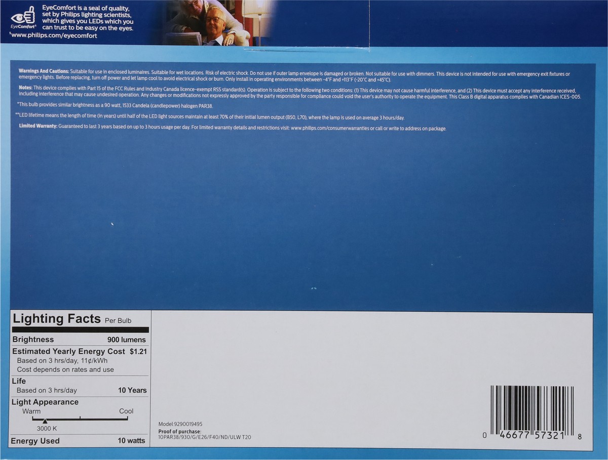 slide 5 of 9, Philips 10-Watt (90-Watt) Medium Base Par38 Led Light Bulbs, 2 ct